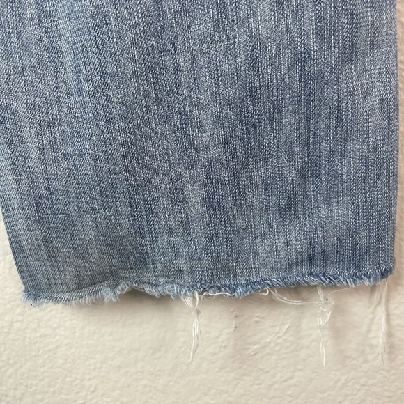 Embroidered Distressed Cutoff Cropped Denim Blue Jeans Low Rise 11 *altered* - Picture 9 of 12